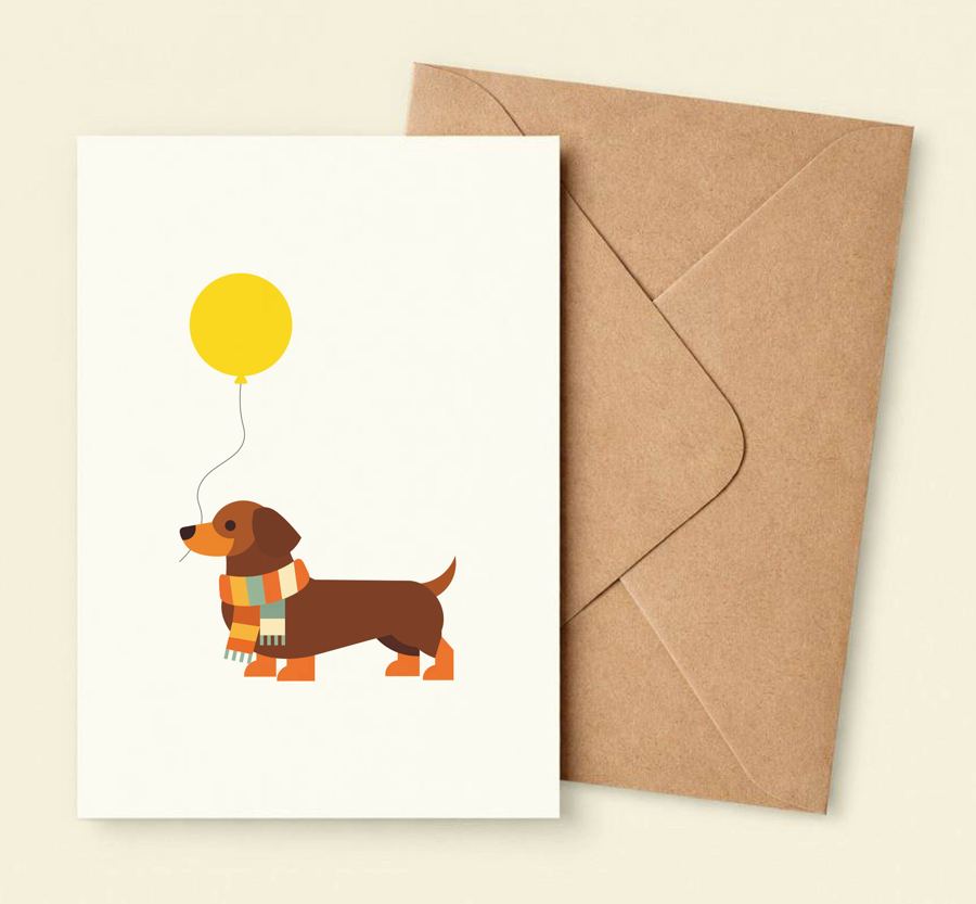 KOLOS wishcard Dachshund & balloon