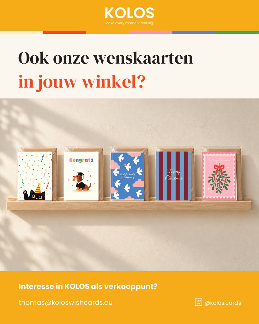 KOLOS Instagram post: kaarten in jouw winkel